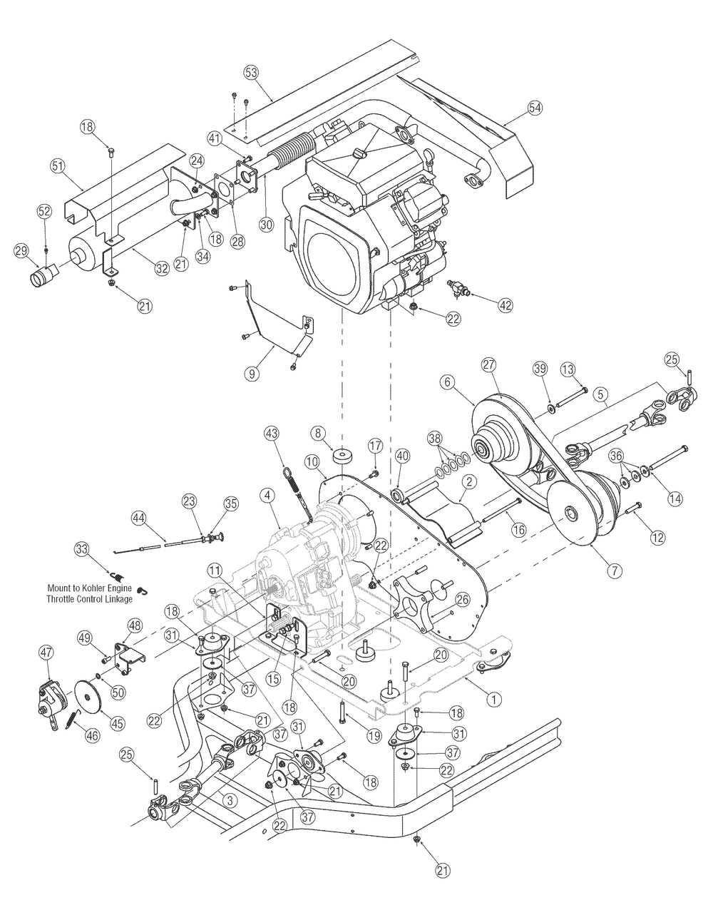 Kohler - Transmission Accessories Diagram and Parts List for 467 4X4-1B017G-Before-37ACD710 Cub Cadet Lawn Tractor Accessories